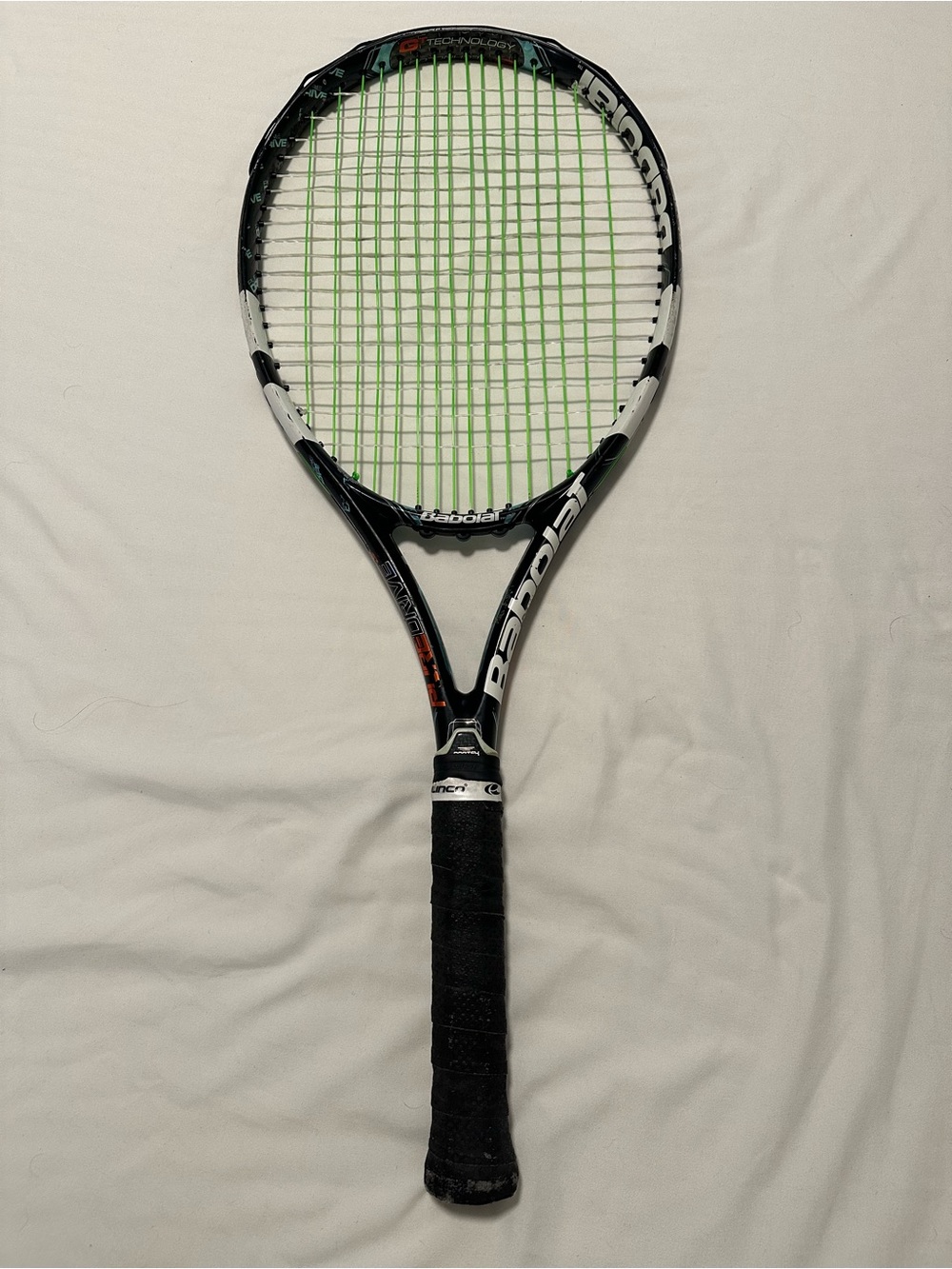 Babolat Black Tennis Racket with Green Strings